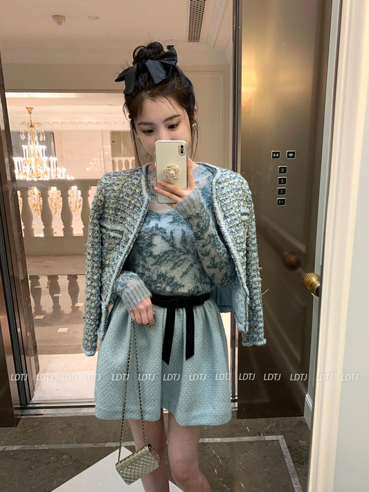 Velvet Pom Pom Skirt