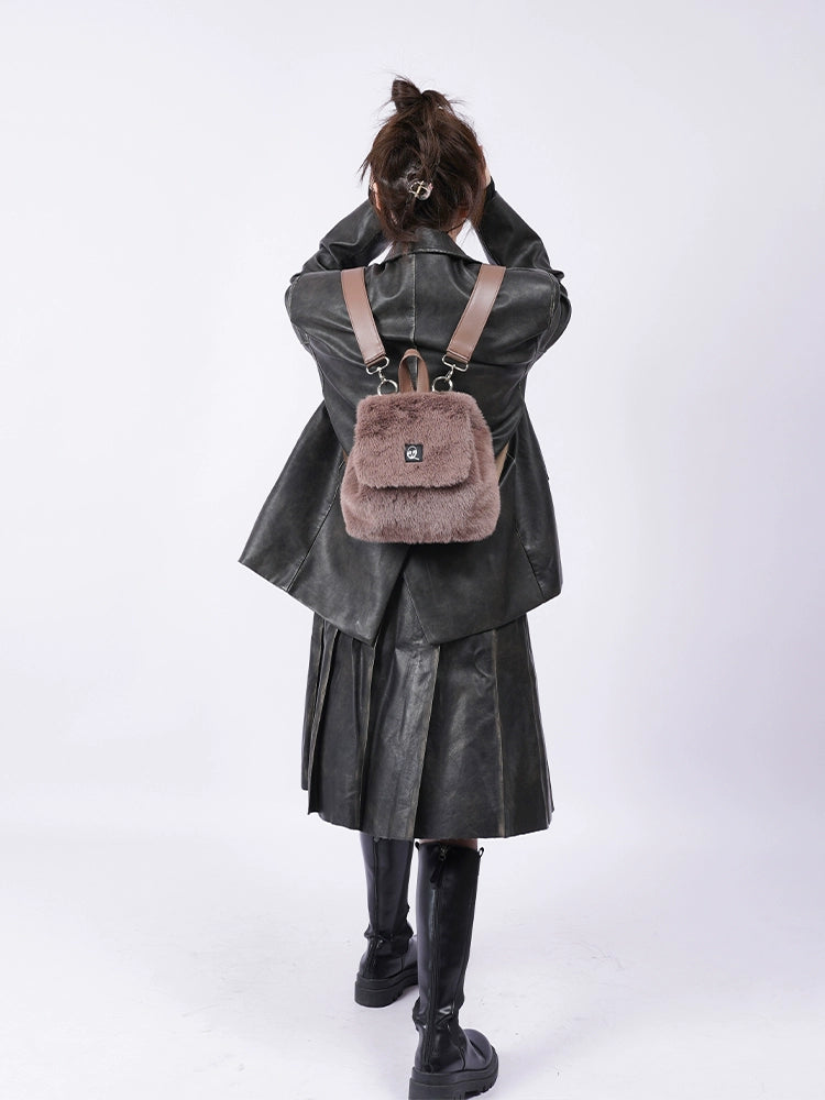 Y2K Macaron Fleece Fur Backpack