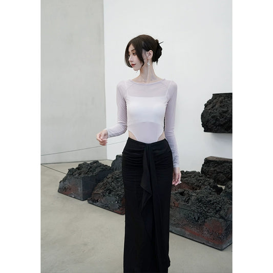 Розовый длинное рукав с одним кусочком