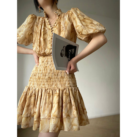 Pineapple One-Piece Slim Skirt