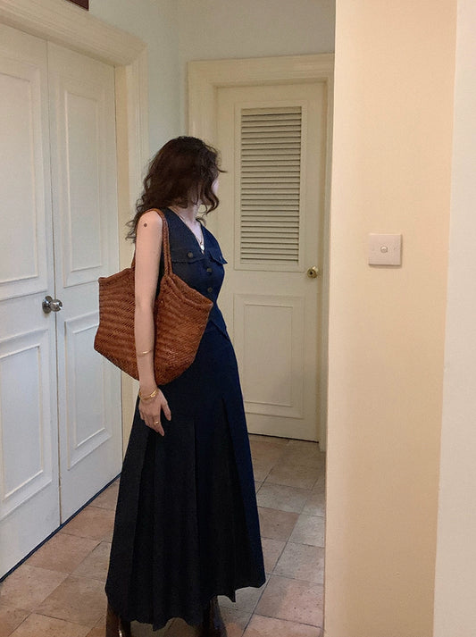 데님 우아함 : 조끼 및 스커트 2 피스 세트