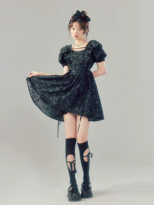 الفقاعة الأكمام -فستان الأميرة الأزرق الأزرق