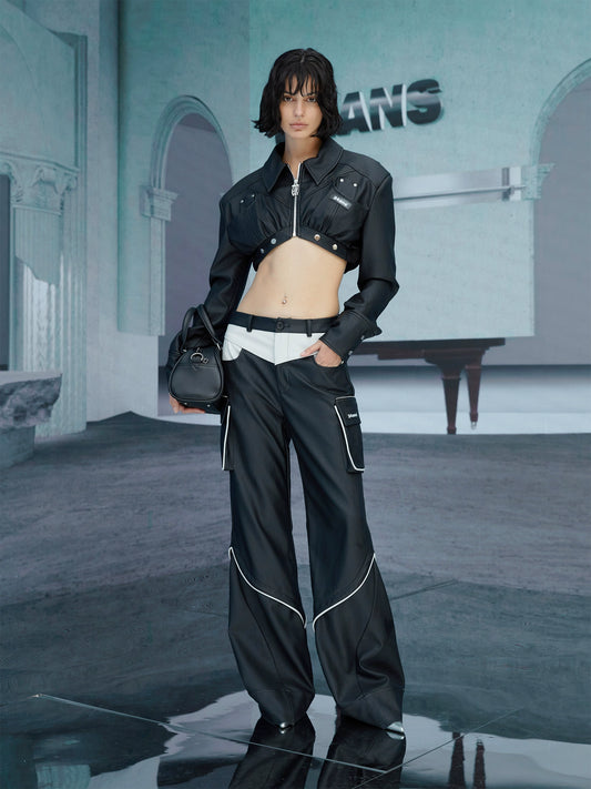 سترة سوداء/بنية قابلة للفصل