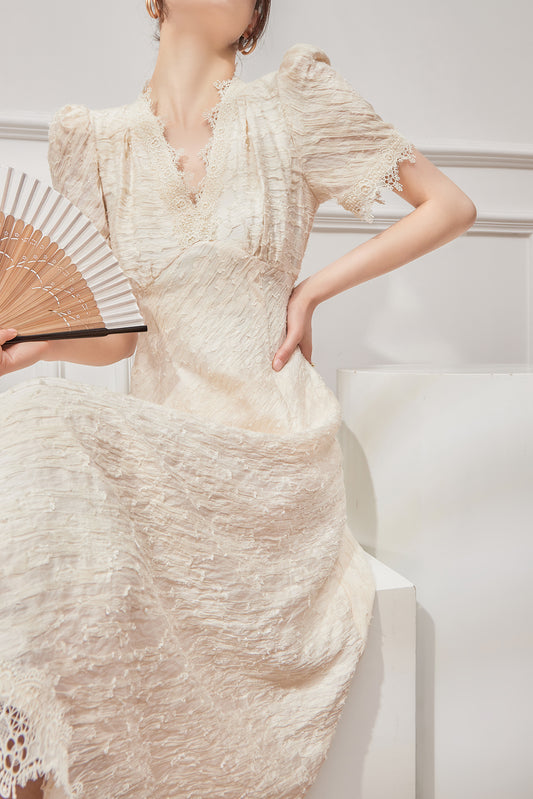 Vintage French Lace Jacquard Dress