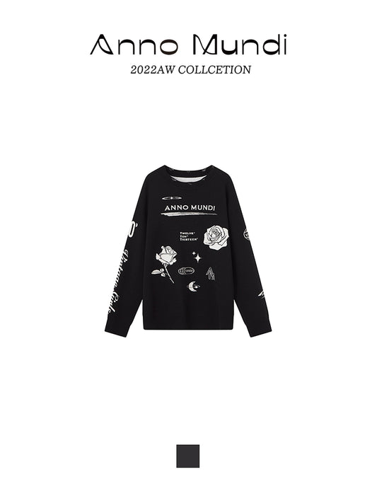 위안 엠블럼 자카드 클래식 스웨터