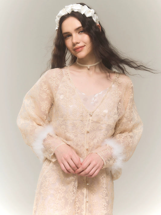 레트로 자카드 선 가디건