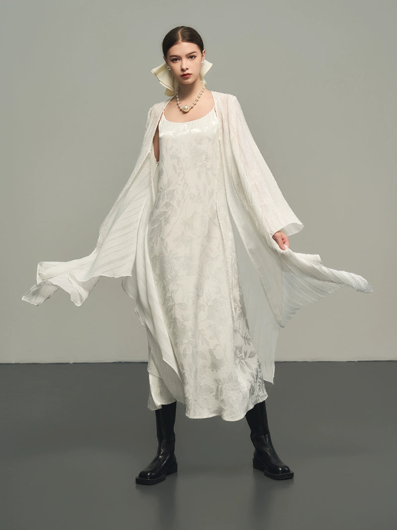 흰색 스트라이프 선 가디건