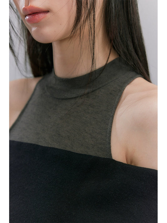 جوفاء التريكو ، فستان مطرز الكتف