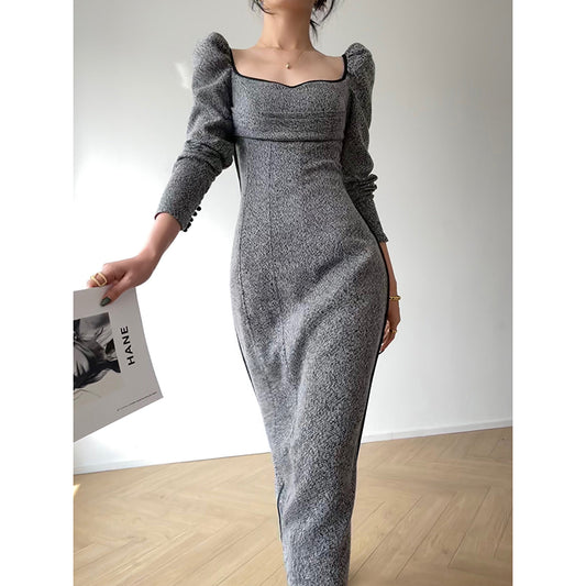 Retro Square Neck Skirt