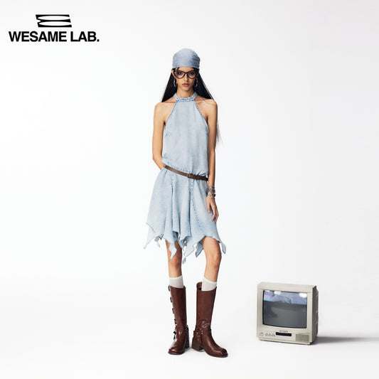 오리지널 디자인 원 커튼 꿈 트렌디 쿨 캐주얼 불규칙한 스커트 데님 드레스