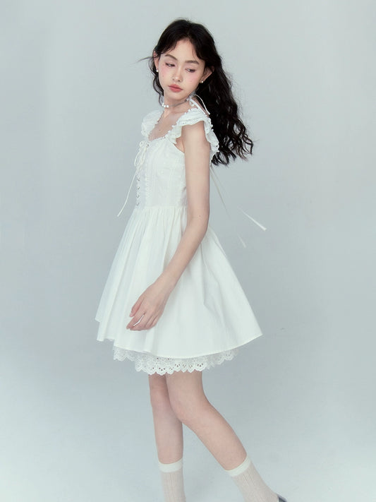 حزام القطن -فستان عطلة مربع