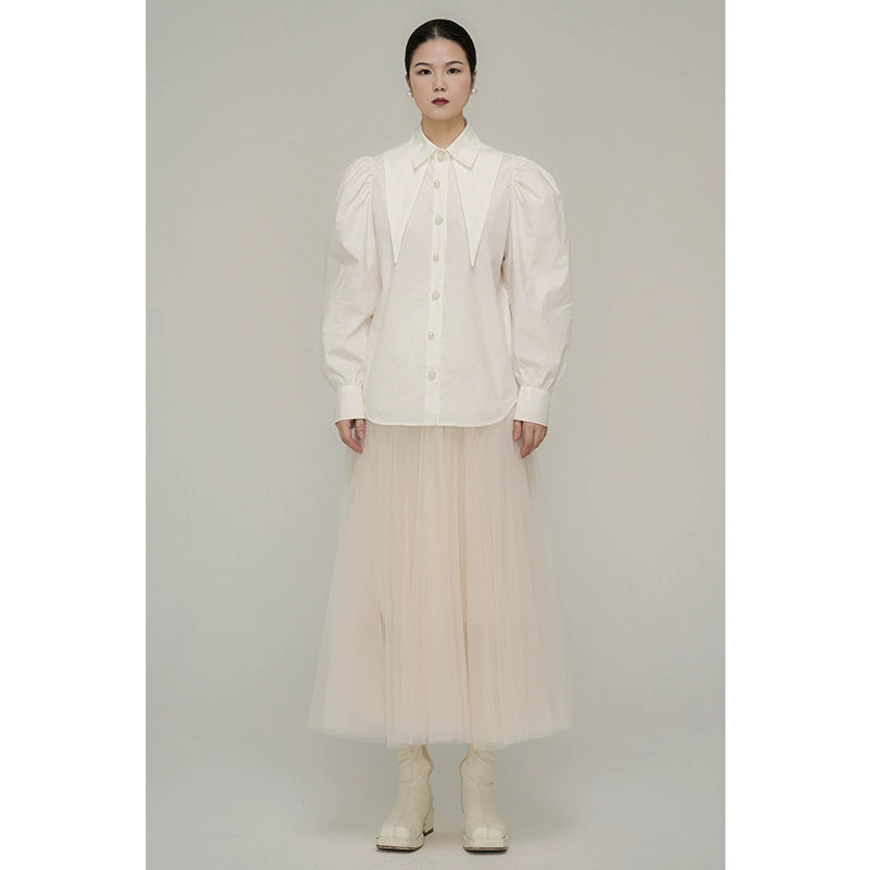 흰색 더블 칼라 셔츠