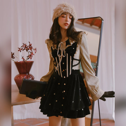 Basil Velvet Short Dress