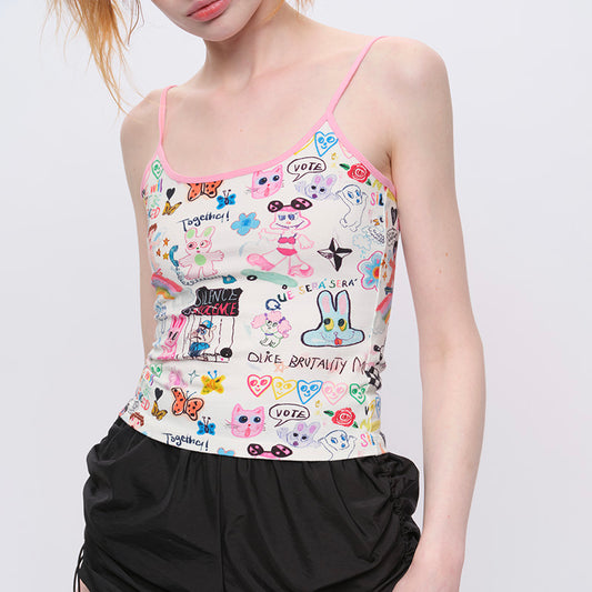 Graphic Print Cami Vest
