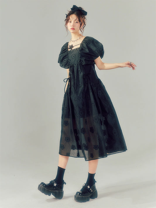 Doll Neck 3D Flower - Cotton Shirt