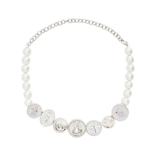 Rabbit Pearl Checker Necklace