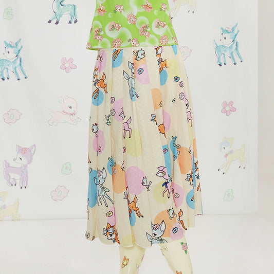 Yellow Deer Geometric Skirt