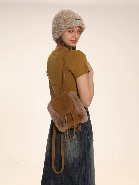Mini zaino patchwork in pelle scamosciata