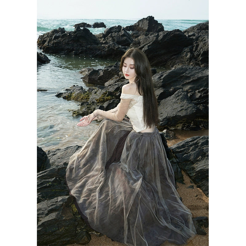 Jupe en filet imprimé romantique: automne