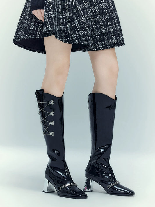 British Patent Leather Knight Boots