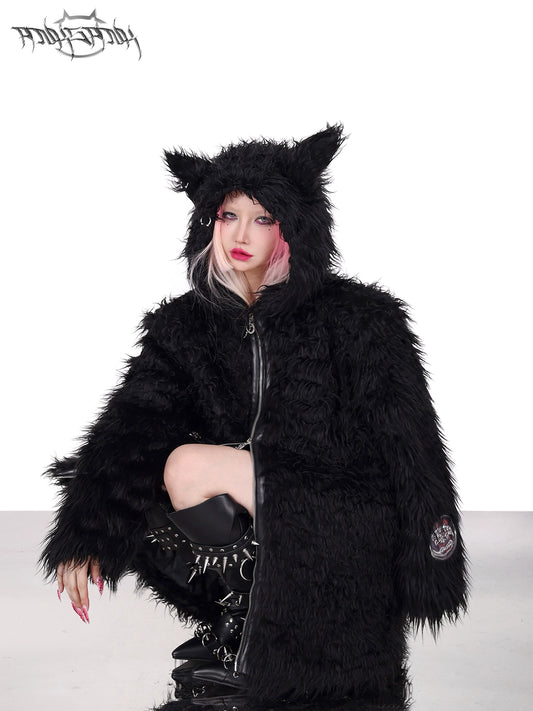 3D Cat Ear Punk Fur Coat