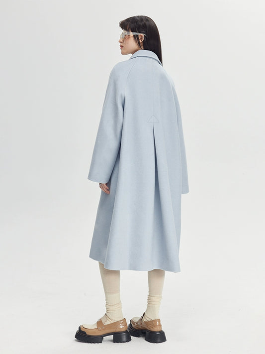 Plush Pocket -معطف من الصوف الأزرق الزراعي