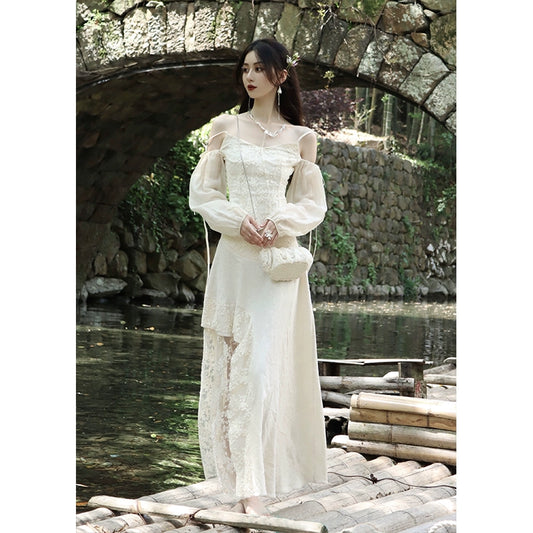 Falda de línea A de hada de encaje