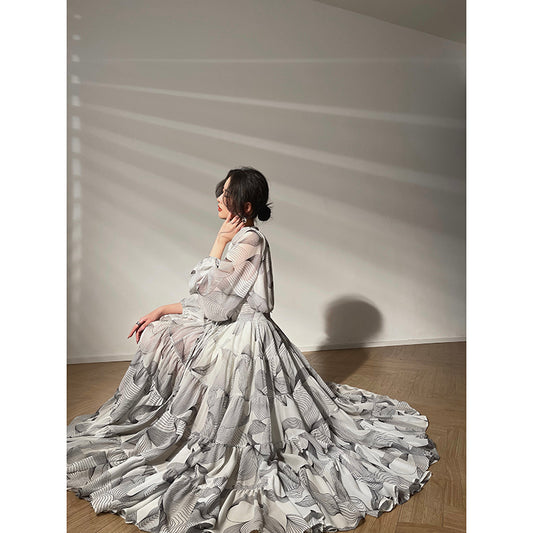 Elegant Cloud Weave Print Suit