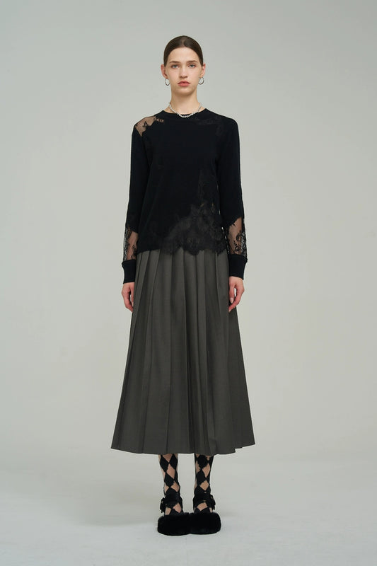 레이스 울 니트 탑