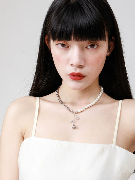 Vintage Pearl Rose Necklace