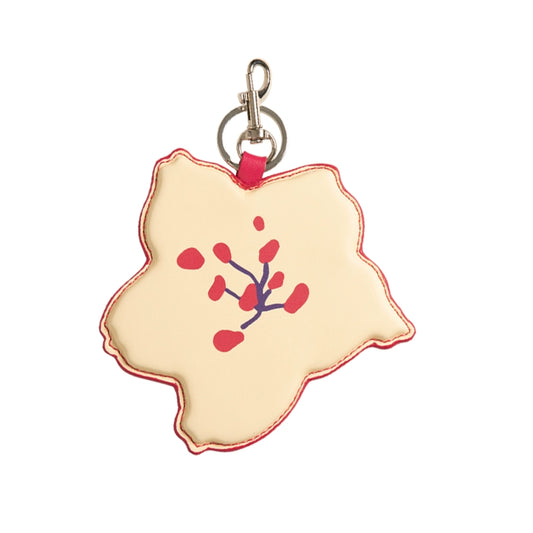 Вишневый цветок 3D -крем -желтый брелок.