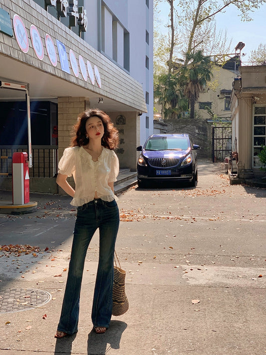 French Vintage Lace: Summer's Sexy V-Neck Top