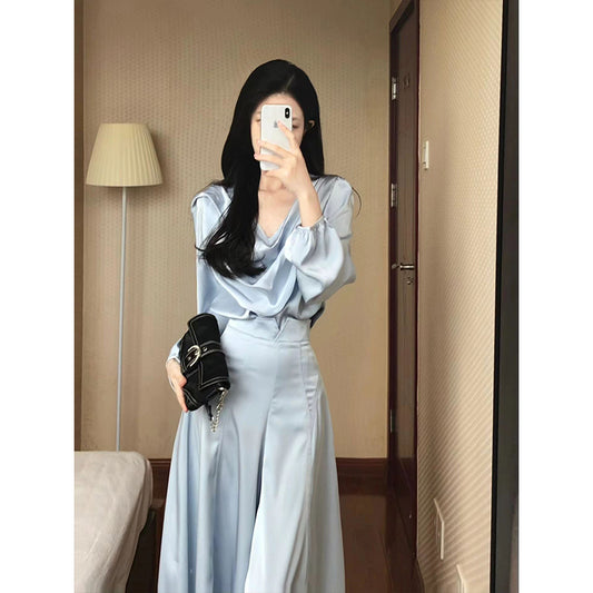 Satin Shirt Two-Piece