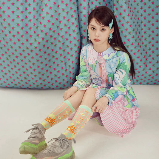 Orange-Pink Stripe Girl Socks