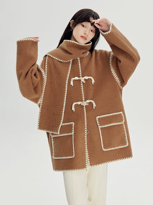 قذيفة مطرزة -معطف الشعر lamb