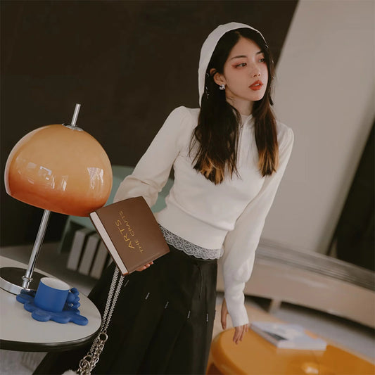 Solid Color Hooded Knit