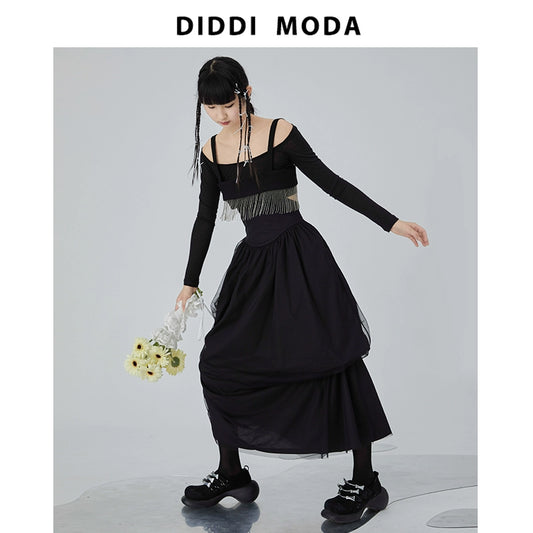 شاش السحابة -تنورة مطوية على الخصر