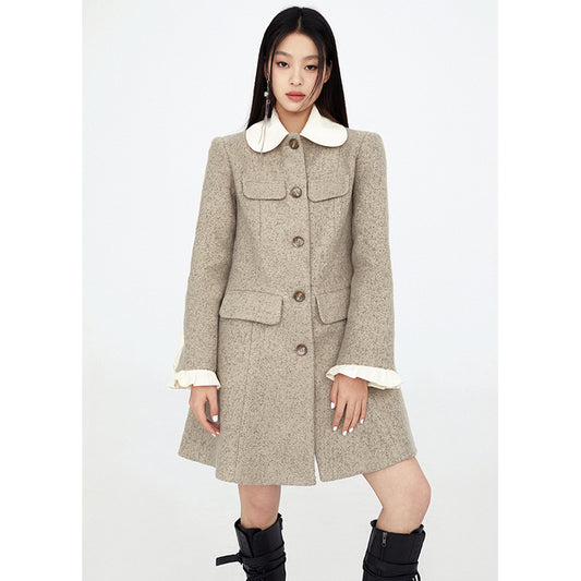 Doll Neck Woolen Coat