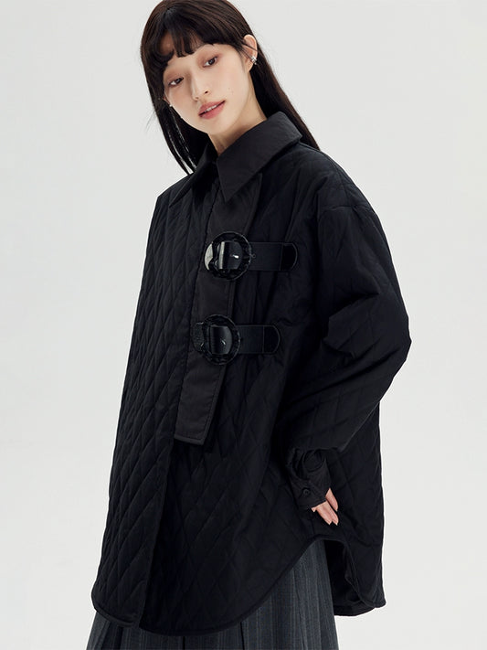 حلقة جلدية -معطف من القطن الماس