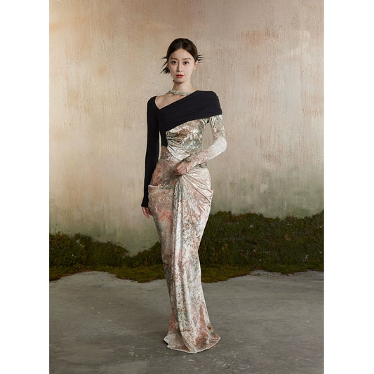 Бархатный теплый контрастный вязаный верх