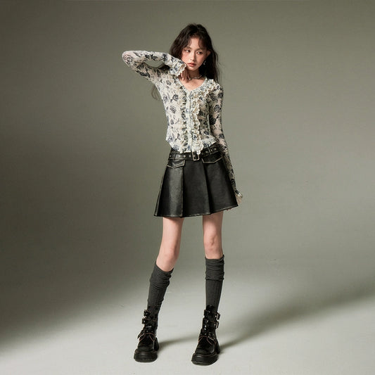 الدانتيل الأزهار الفرنسية -أعلى الأكمام الطويلة