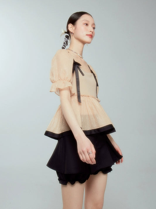 Квадратная шея пуфтай - шифоновый верх