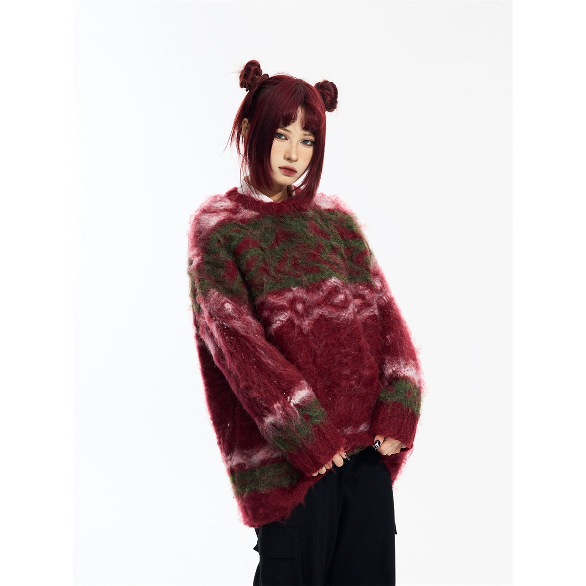 Estilo perezoso - Suéter con patrón de diamantes glutinosos suaves