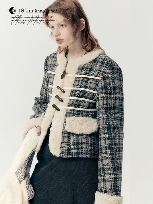 세련된 양모 재킷 및 슬림 치마 세트