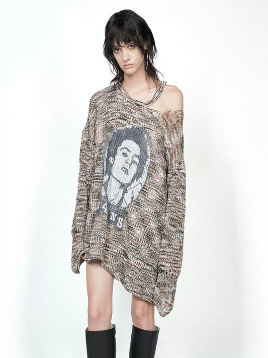 펑크 대형 니트웨어 트라이 색상