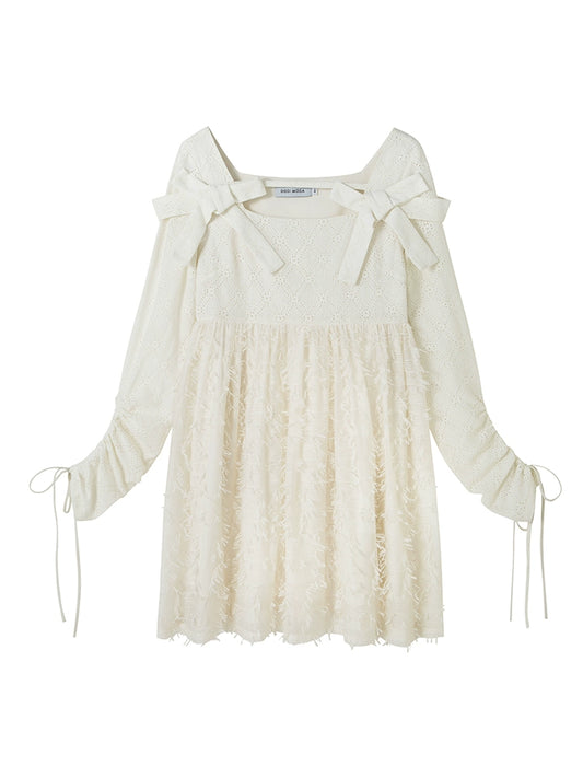 فستان القوس البيج المنقوش الطازج