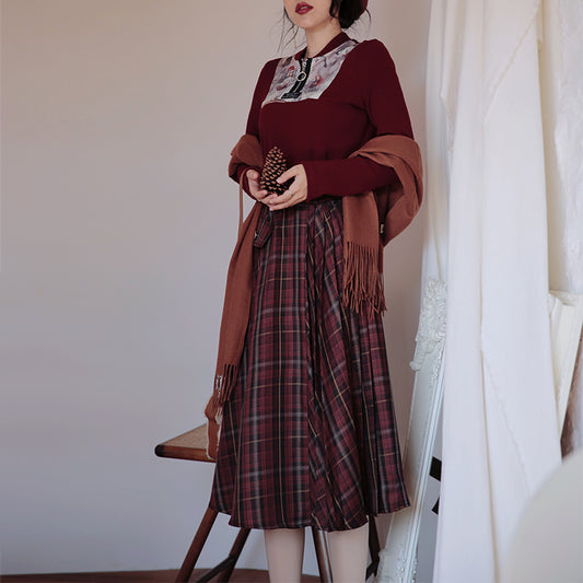 Vintage Red Plaid Skirt
