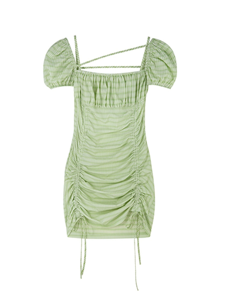 فستان مقعد بالرقبة الخضراء