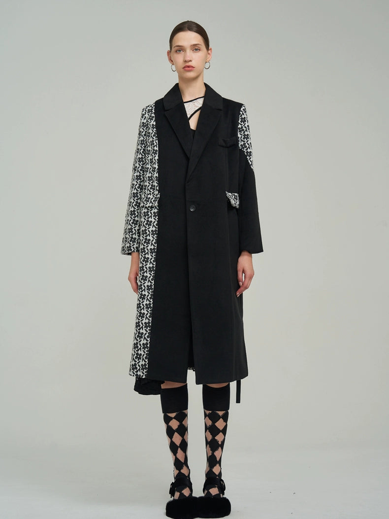 Black Woolen Mid-Length Coat