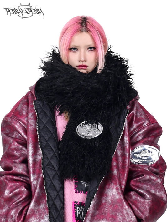 Y2K Barbie Pink Fur Scarf